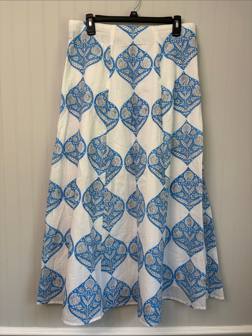 Madison Mathews Floral Maxi Skirt Women Size XL White Blue